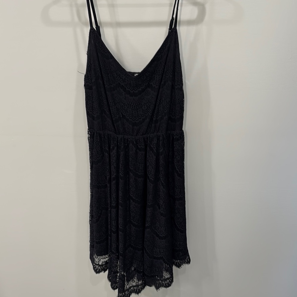 Hurley Black Babydoll Mini Dress Spaghetti Strap
